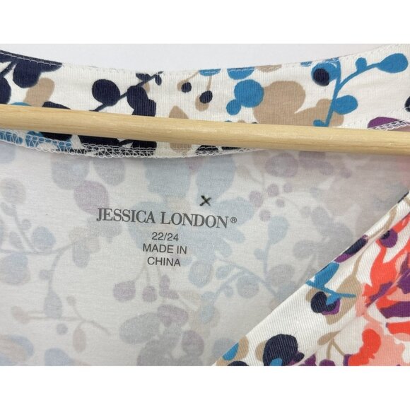 Jessica London Plus Size Floral Tunic‎ Blouse Top Size 22/24 Boho Preppy Office - Picture 5 of 9